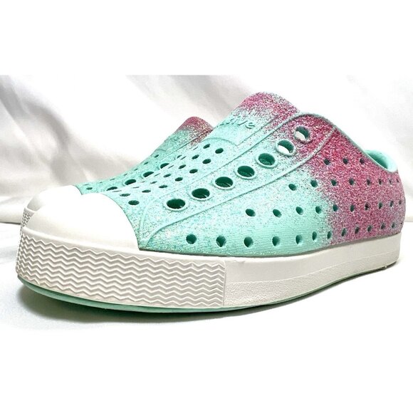 Native Jefferson Bling Sneakers, Hollywood Hydrangea Bling/Shell White, Kid Sz 9 - Picture 1 of 10